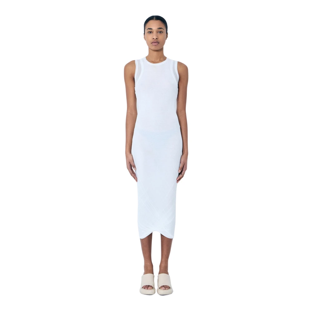 Jil Sander Donna Bianco Abito Midi A Strati - Immagine 4