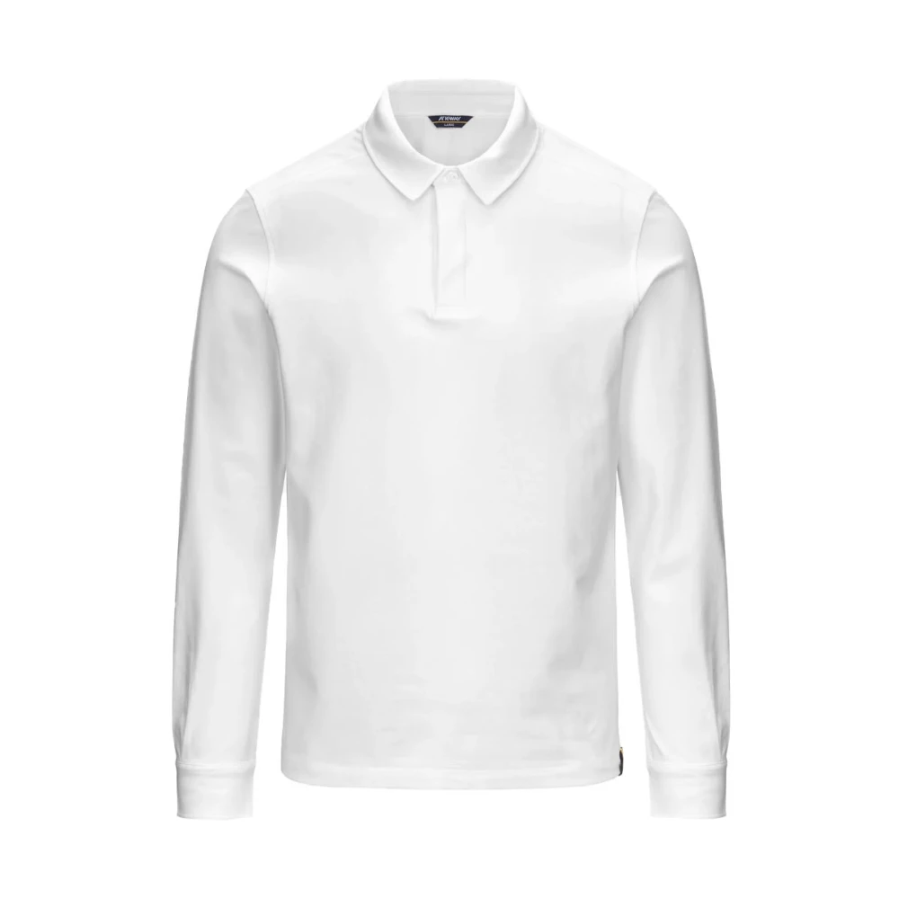 K-Way Men's White Cotton Long Sleeve Polo Shirt - Polo Shirts - M - Tops