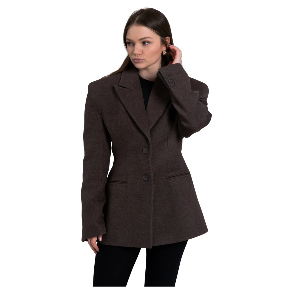 Estro Brown Single-Breasted Coats, Female, Xs, Tailored Short Coat