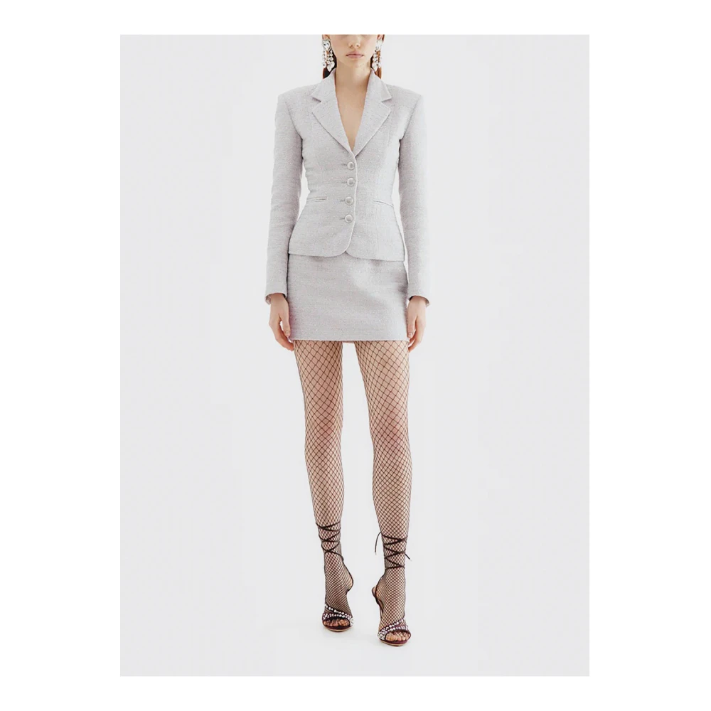 Alessandra Rich Paillet Tweed Blazer Gray Dames