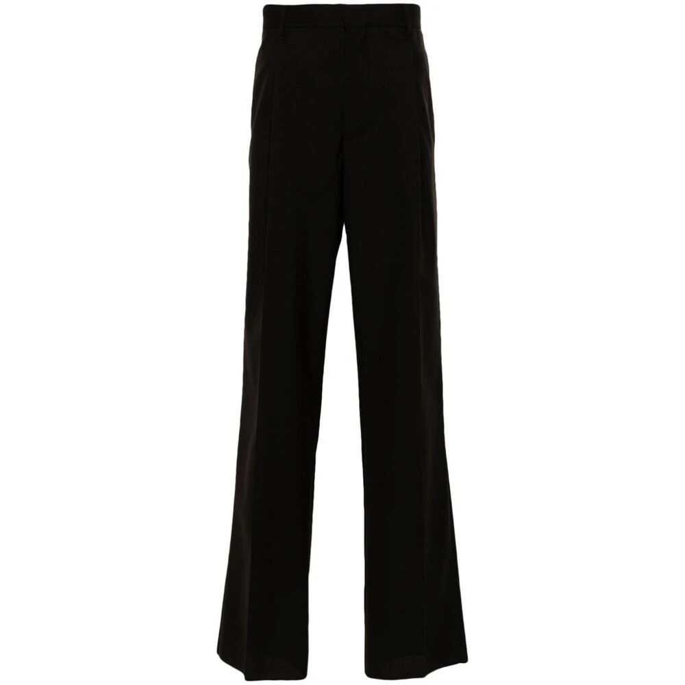 Lardini Gestructureerde Wol Tapered Leg Broek Brown Heren