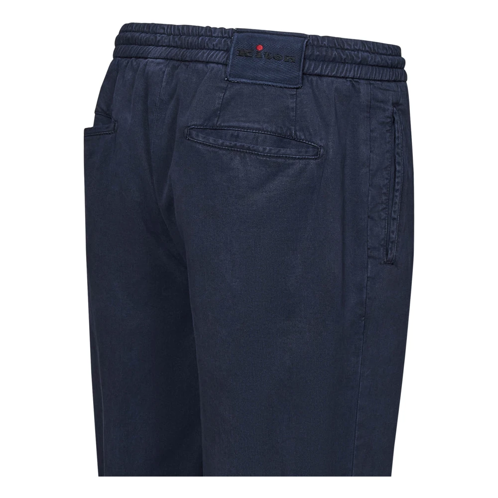 Kiton Blauwe op maat gemaakte broek voor mannen Blue Heren