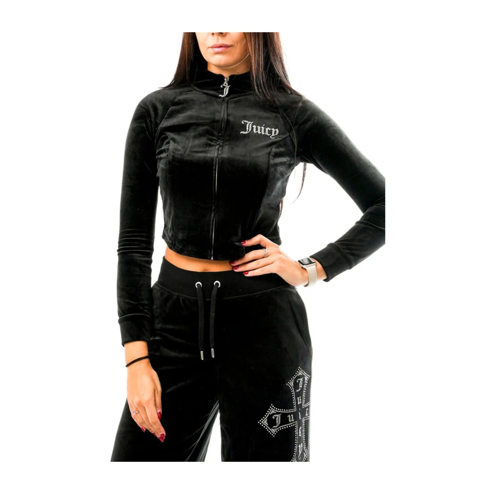 Juicy Couture Zwarte Cross Morgan Track Top Sweater Black Dames
