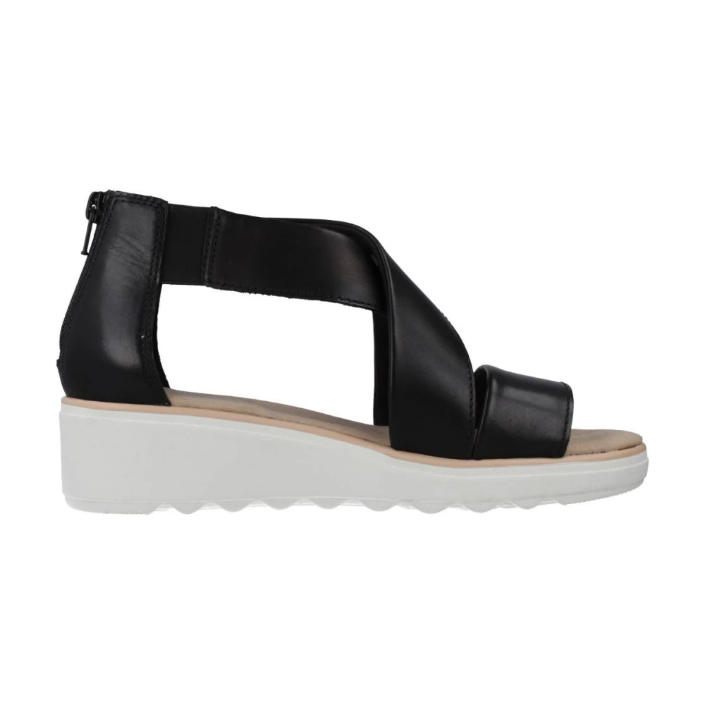 Clarks Flat Sandals Black Dames