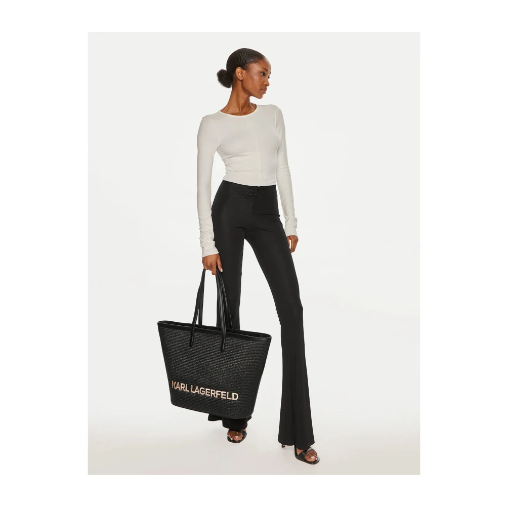 Karl Lagerfeld Zomer Raffia Tote Tas Black Dames