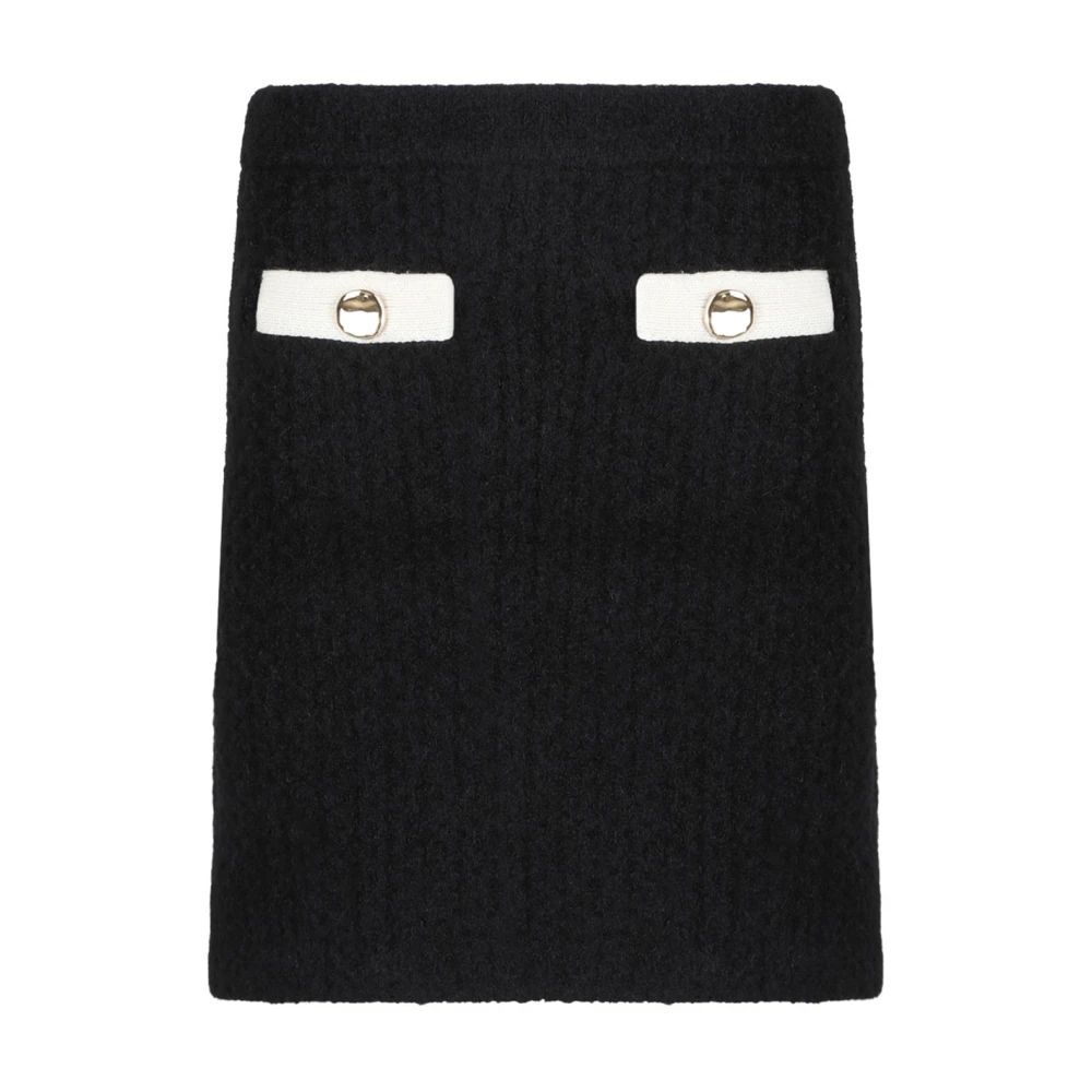 Self Portrait Cashmere Blend Gebreide Rok in Zwart Black Dames