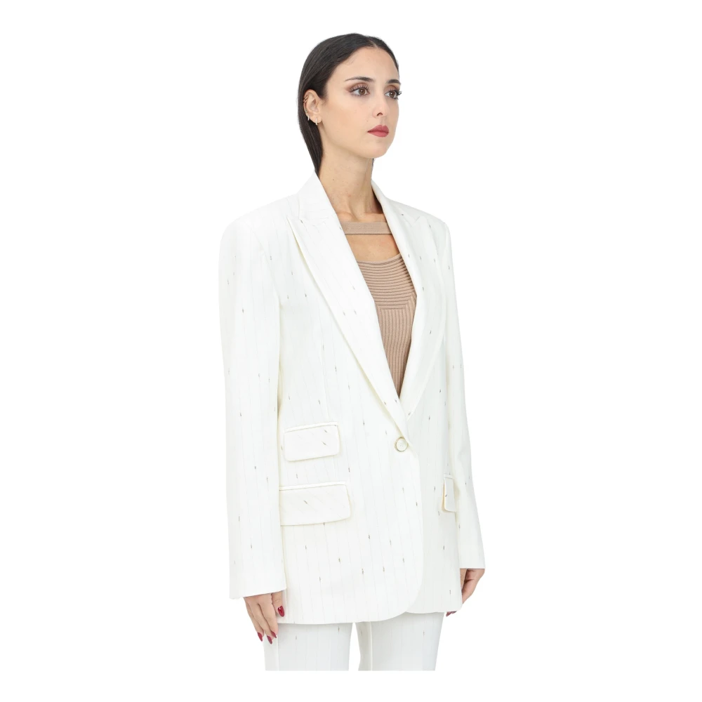 Simona Corsellini Witte single-breasted jas met verfijnde details White Dames