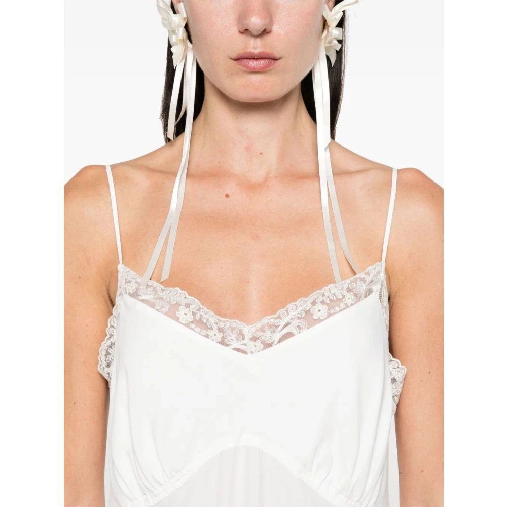 Simone Rocha Ivoor Slipjurk met Kant Beige Dames