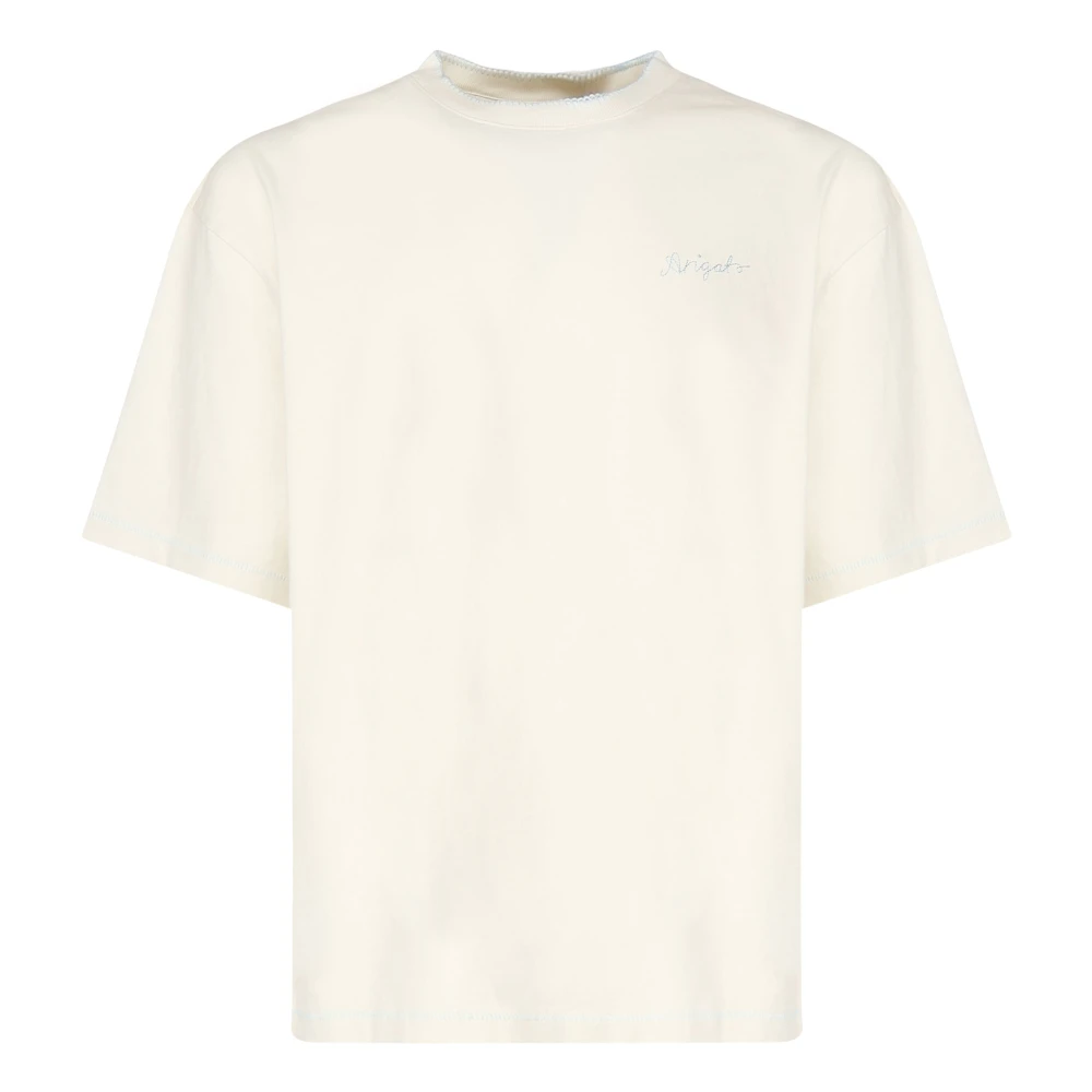 Axel Arigato Wit T-shirt met Logo Beige Heren