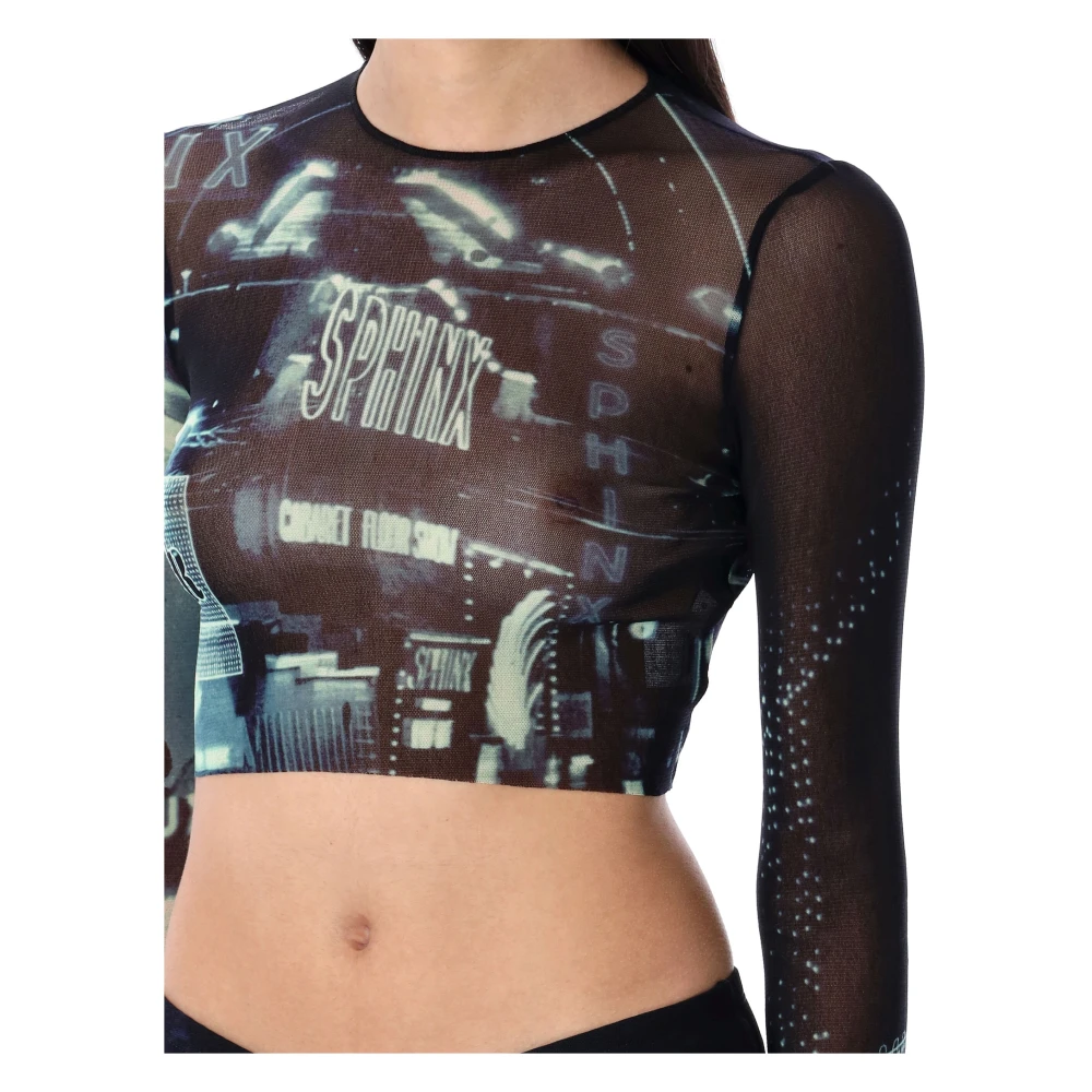 Jean Paul Gaultier Mesh Top Pigalle Navy Lblue White Blue Dames