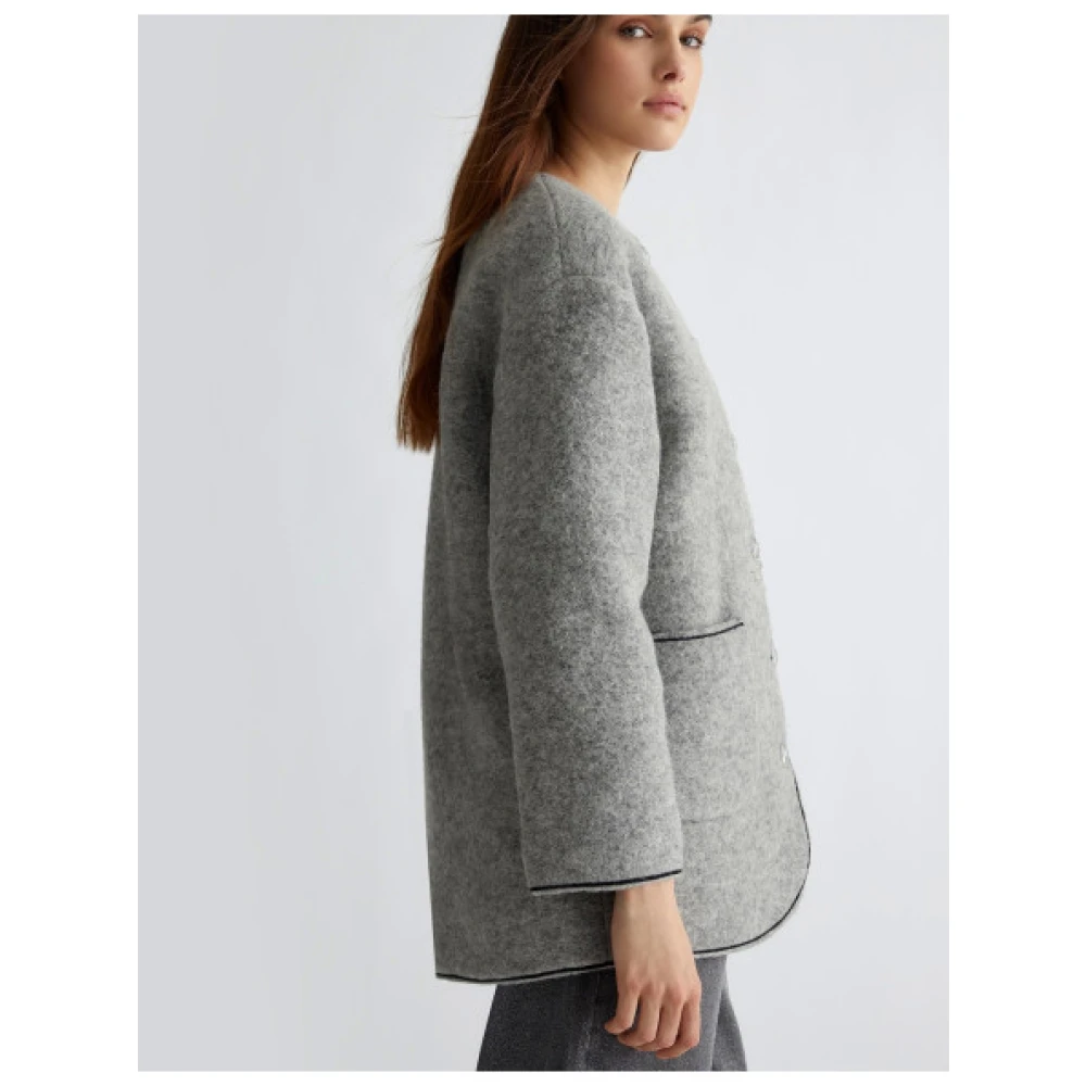 Liu Jo Wollen Blend Casual Blazer Gray Dames
