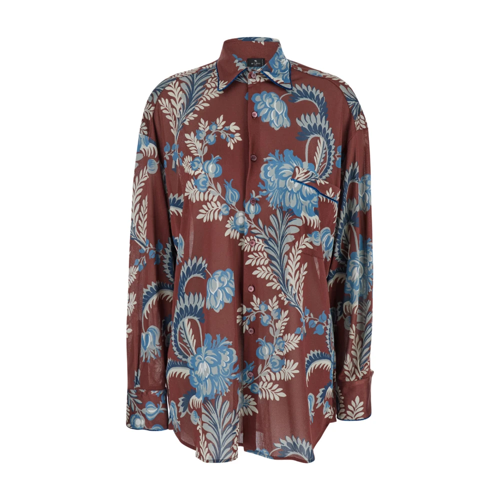 ETRO Gedrukte Oversized Shirt Bordeaux Look11 Multicolor Dames