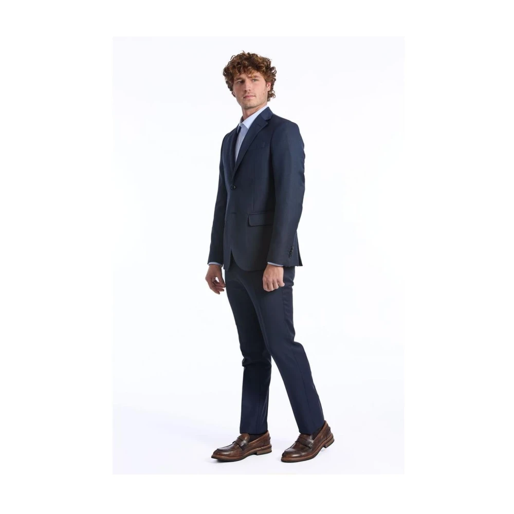 Baldinini Blauw Wollen Slim Fit Pak Blue Heren