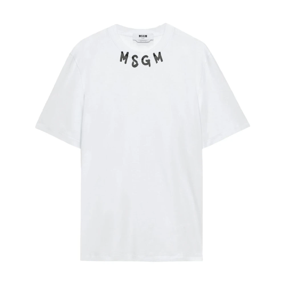 Msgm Katoenen T-shirt met uniek ontwerp White Heren