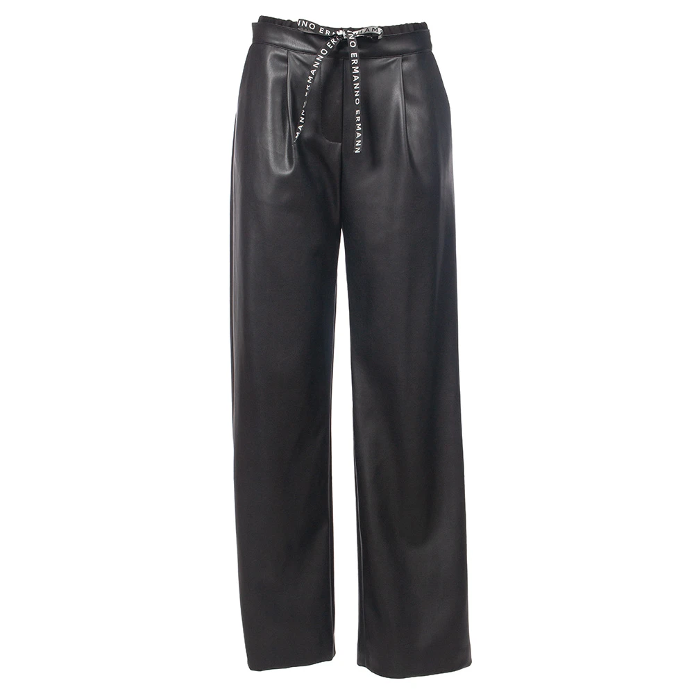 Ermanno Scervino Wijde broek van imitatieleer Black Dames