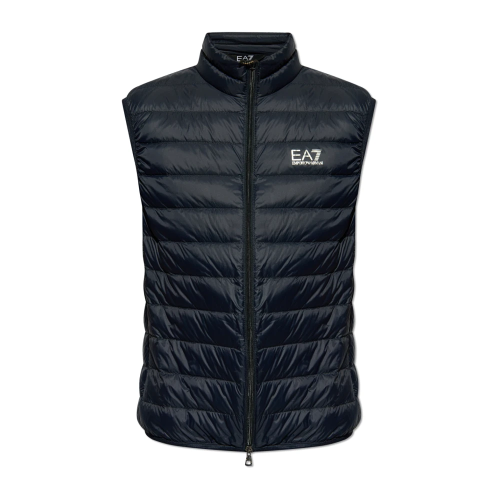 Emporio Armani Ea7 Mænd Blå Jakke, Herre, Blå,, Vest Med Logo Medium