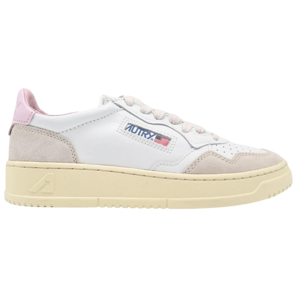 Autry Lage Dames Leren Sneakers Wit Roze Multicolor Dames