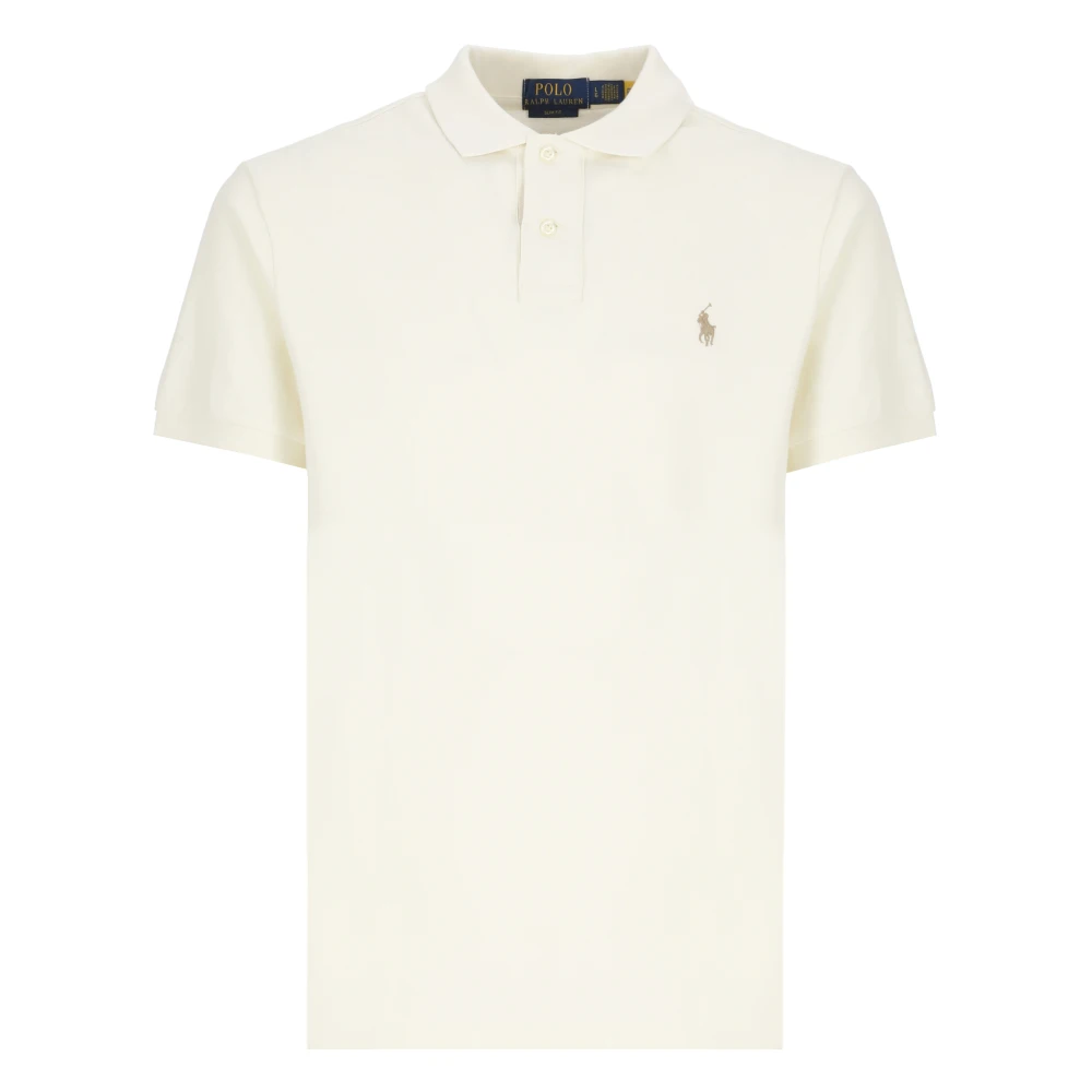 Ralph Lauren Uomo Beige Polo In Cotone Con Pony Ricamato