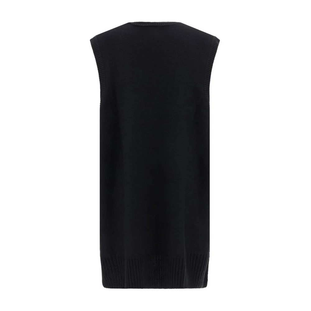 MM6 Maison Margiela Mouwloze Wollen Mini Jurk met Uitsparingen Black Dames