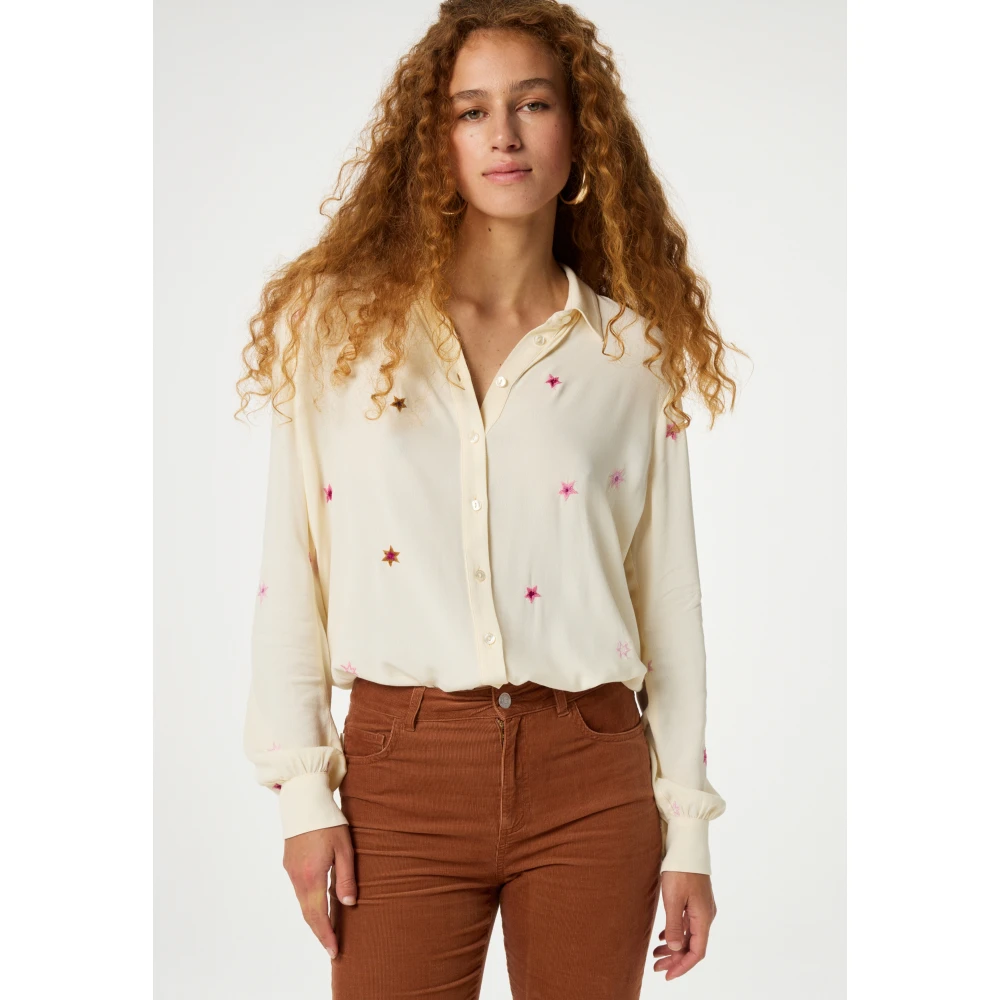 Fabienne Chapot Geborduurde Sterrenblouse Beige Dames