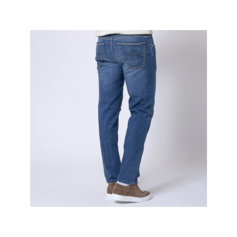 Jacob Cohën Blauwe Gewassen Cropped Carrot Jeans Blue Heren