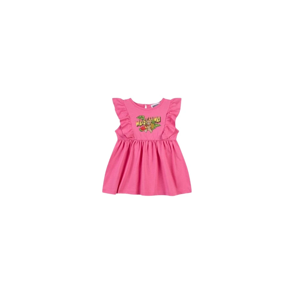 Moschino Pink Dresses, Female, 18 M, Teddy Bear Cotton Jersey Dress
