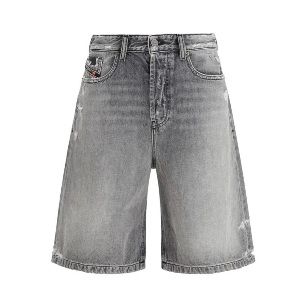 Diesel Women's Gray Denim Shorts, W26, Cotton Bermuda Shorts