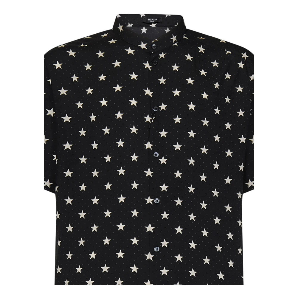 Balmain Zwart kort mouwloos shirt met sterrenprint Black Heren