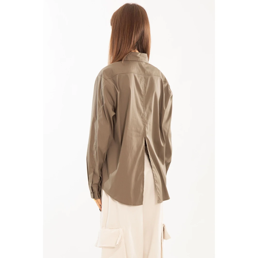 pinko Poplin Zakoverhemd in Corea Stijl Beige Dames