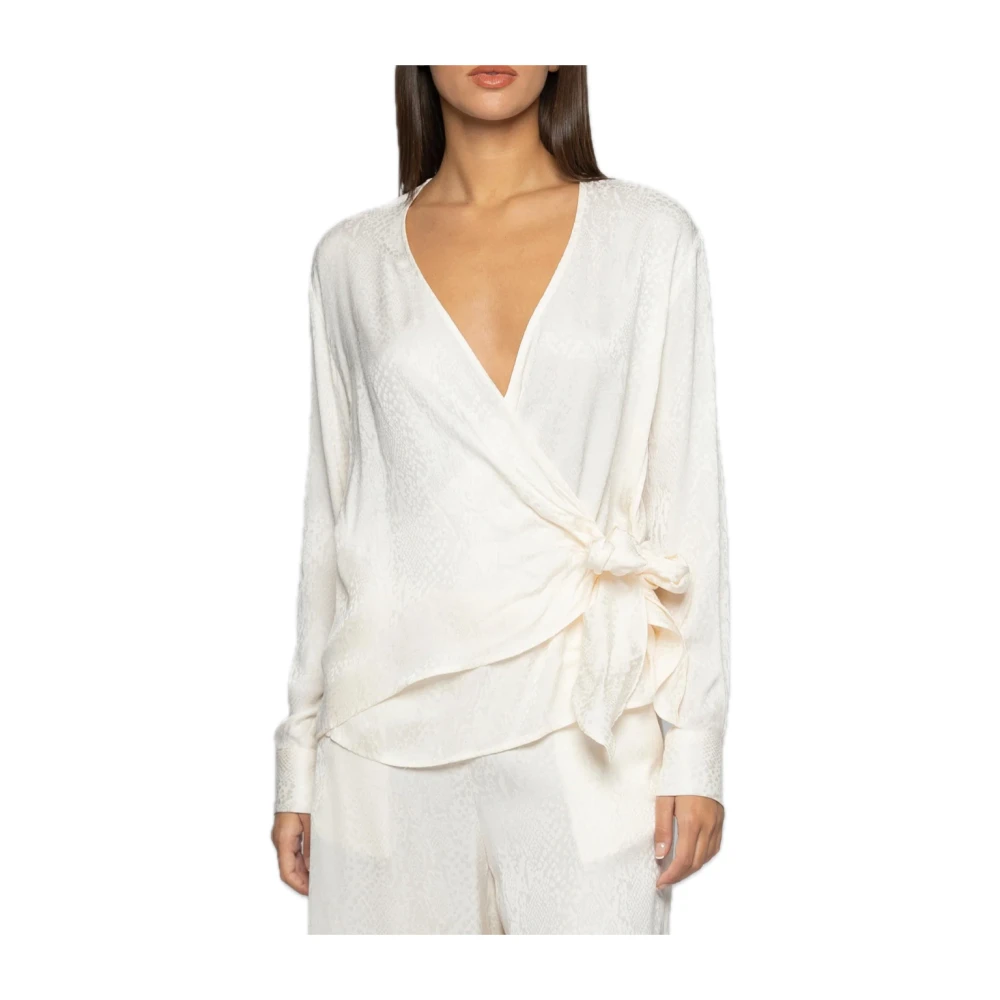 Kocca Tone-on-tone viscoseblouse met zijstrik White Dames