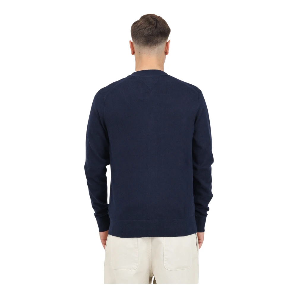 Tommy Hilfiger Blauwe Korte Cardigan met Vlag Borduurwerk Blue Heren