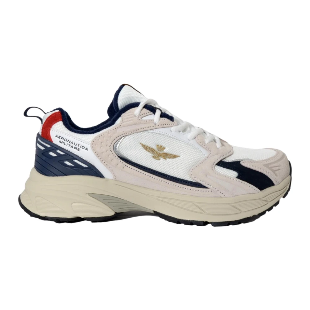 Aeronautica Militare Witte Suède en Mesh Sportieve Sneakers Heren Schoenen Veelkleurig Multicolor