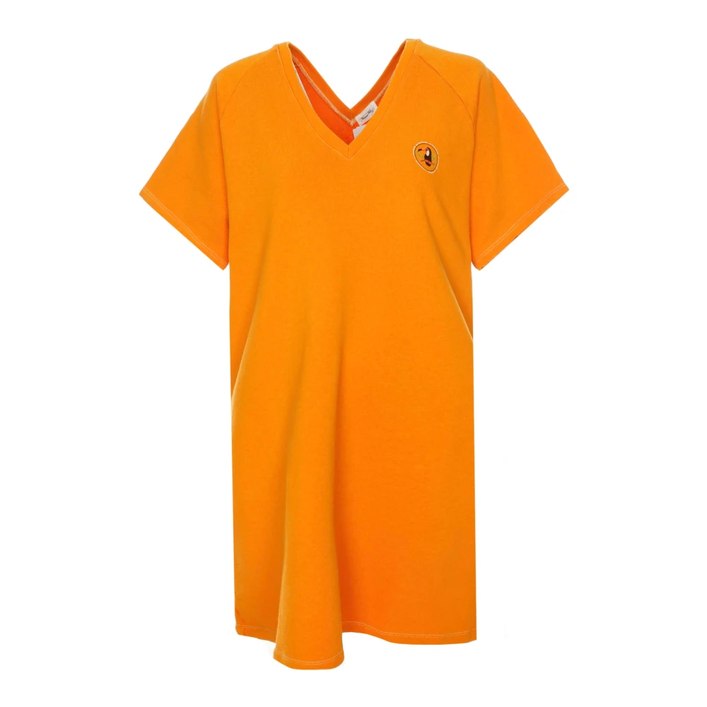American vintage V-hals T-shirt Jurk Orange Dames