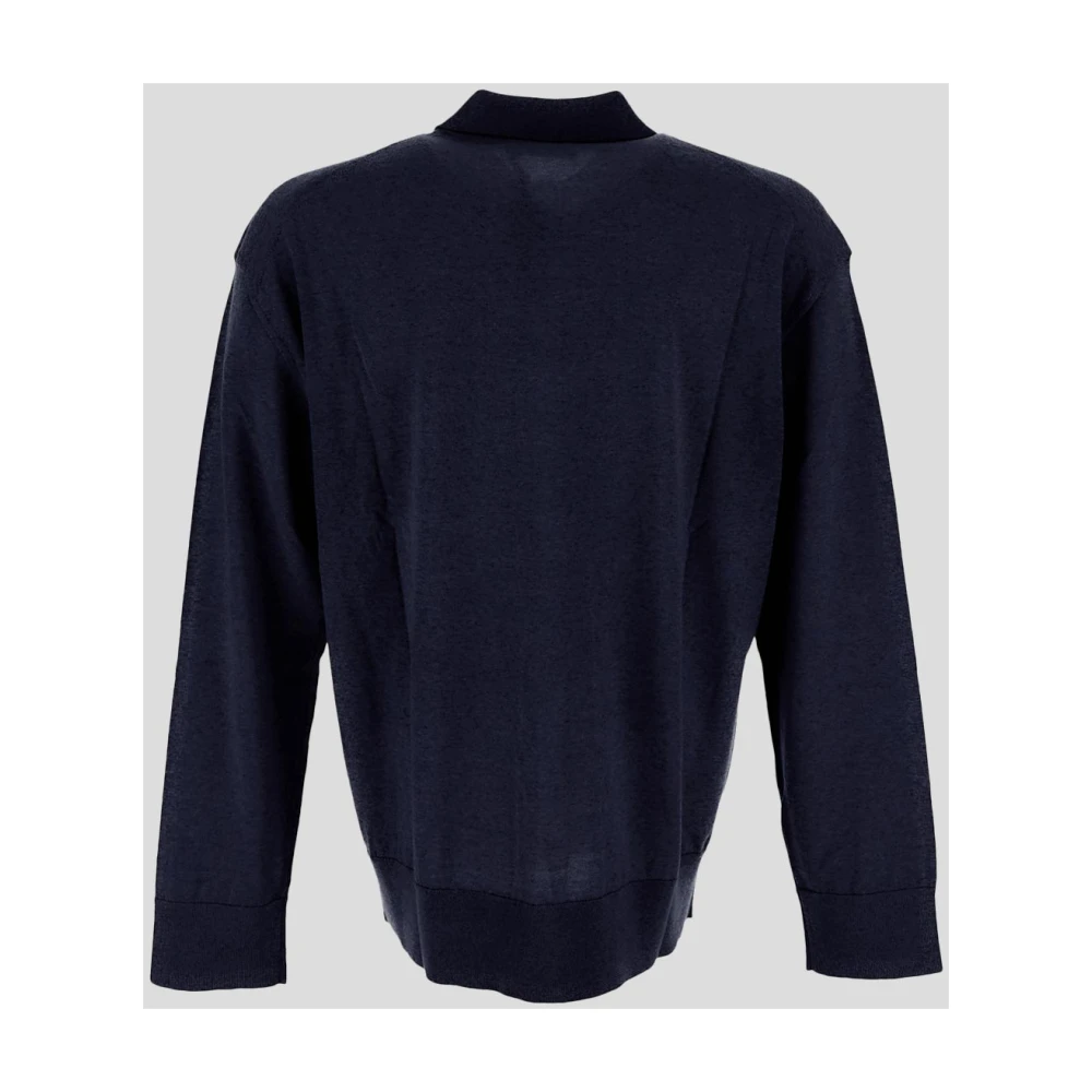 Laneus Wollen Gebreide Polo Blue Heren