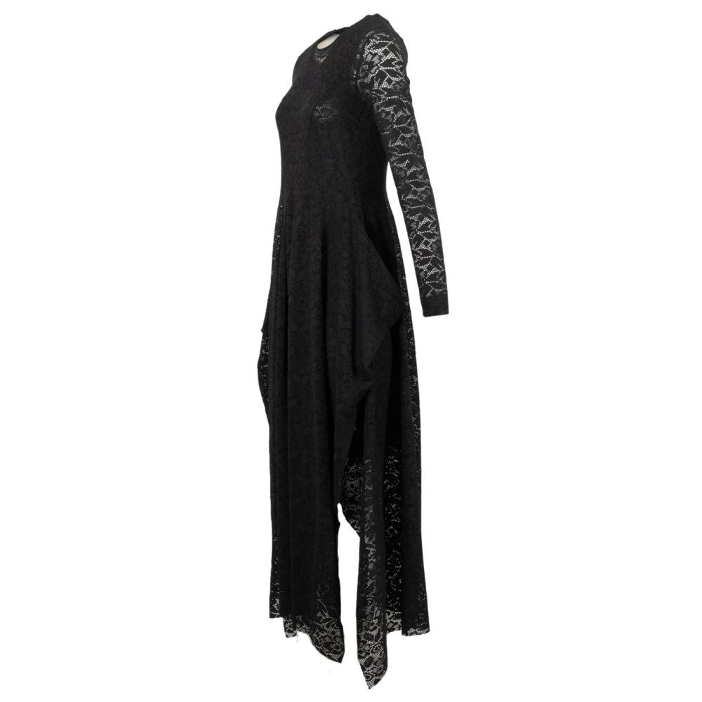 High Zwarte bloemen kanten jurk Black Dames