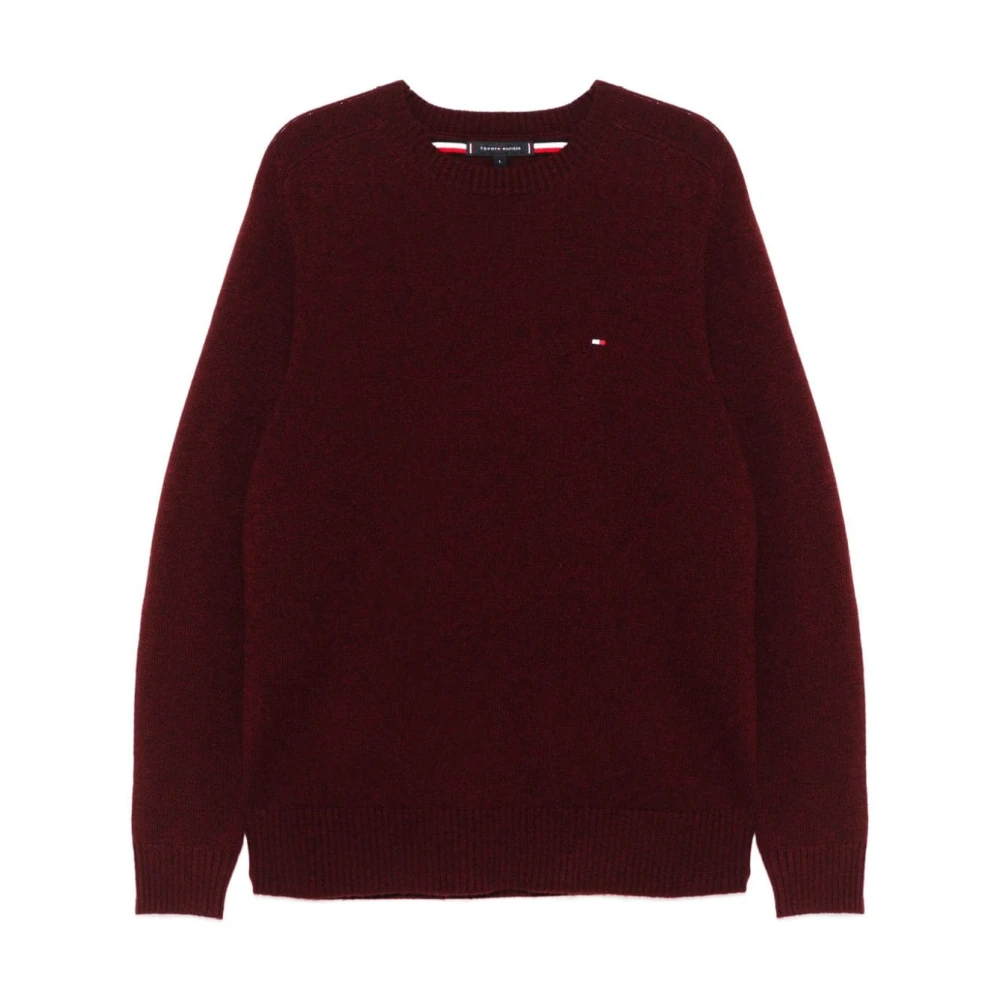 Tommy Hilfiger Rode Wollen Gebreide Trui met Ronde Hals Red Heren