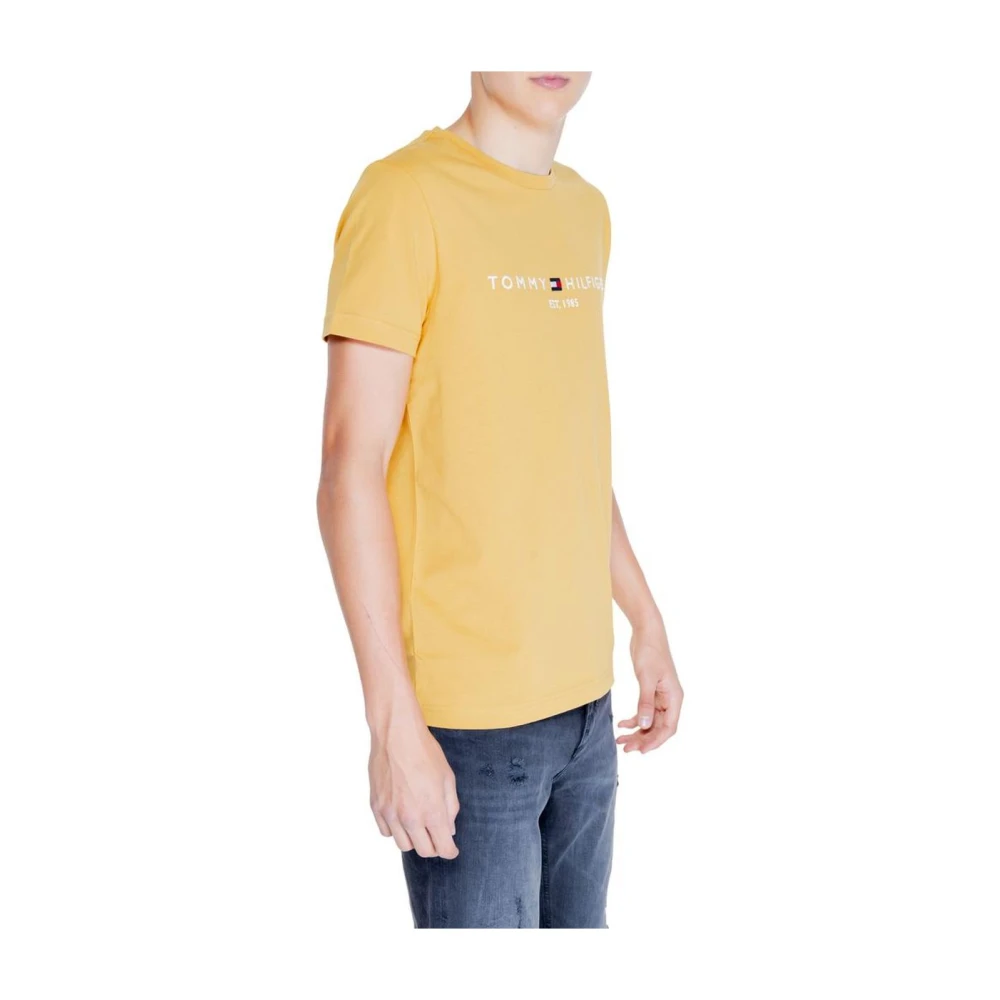 Tommy Hilfiger Gele Katoenen Logo Tee voor Mannen Yellow Heren