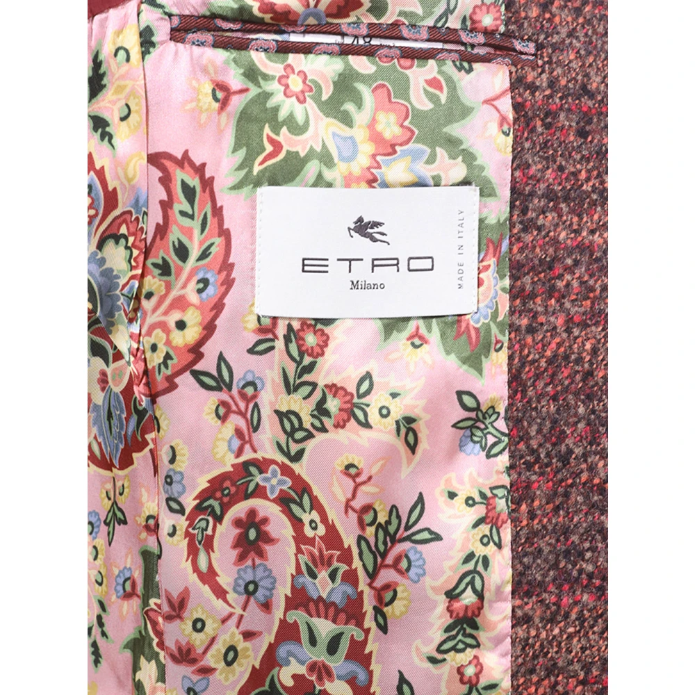 ETRO Bordeaux Wollen Jas Regular Fit Gemaakt in Italië Red Heren