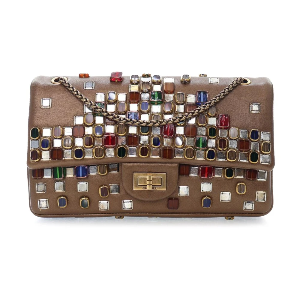 Chanel Vintage Women's Brown Vintage Shoulder Bags, One Size, Pre-Owned Embellished Flap Bag