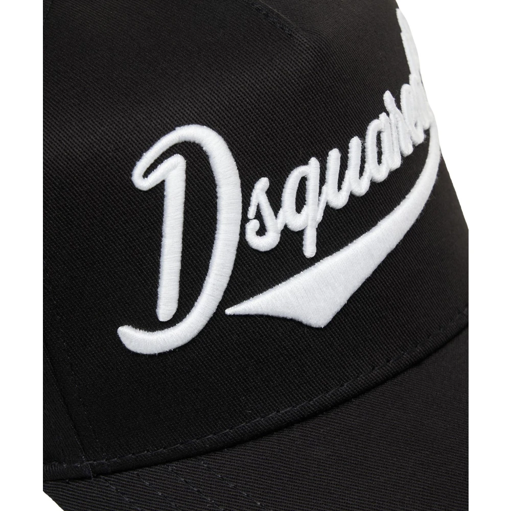 Dsquared2 Zwarte Baseballpet Logo Ontwerp Verstelbaar Black Heren