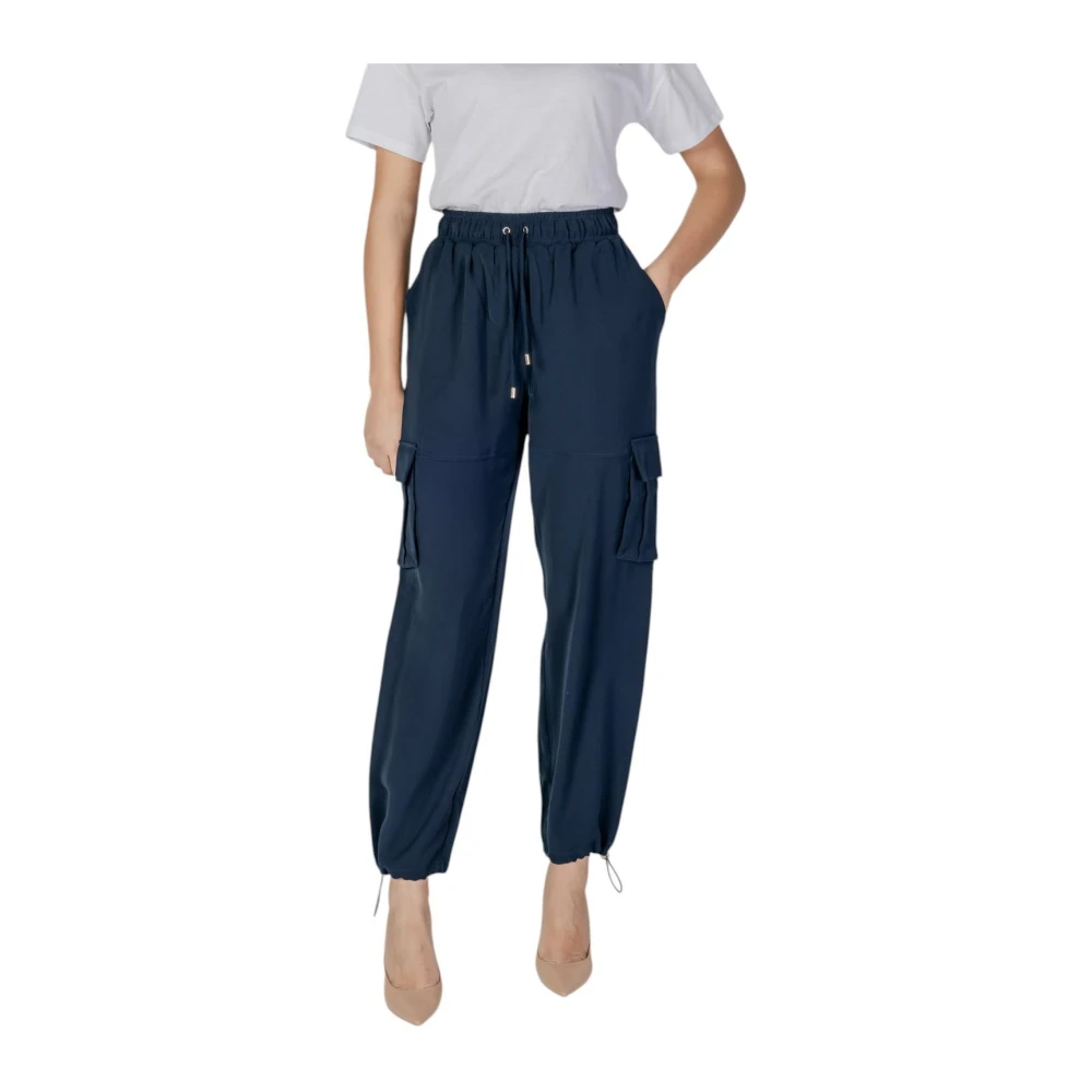 Liu Jo Women's Blue Cargo Trousers With Side Pockets - Wide Trousers - L - Trousers