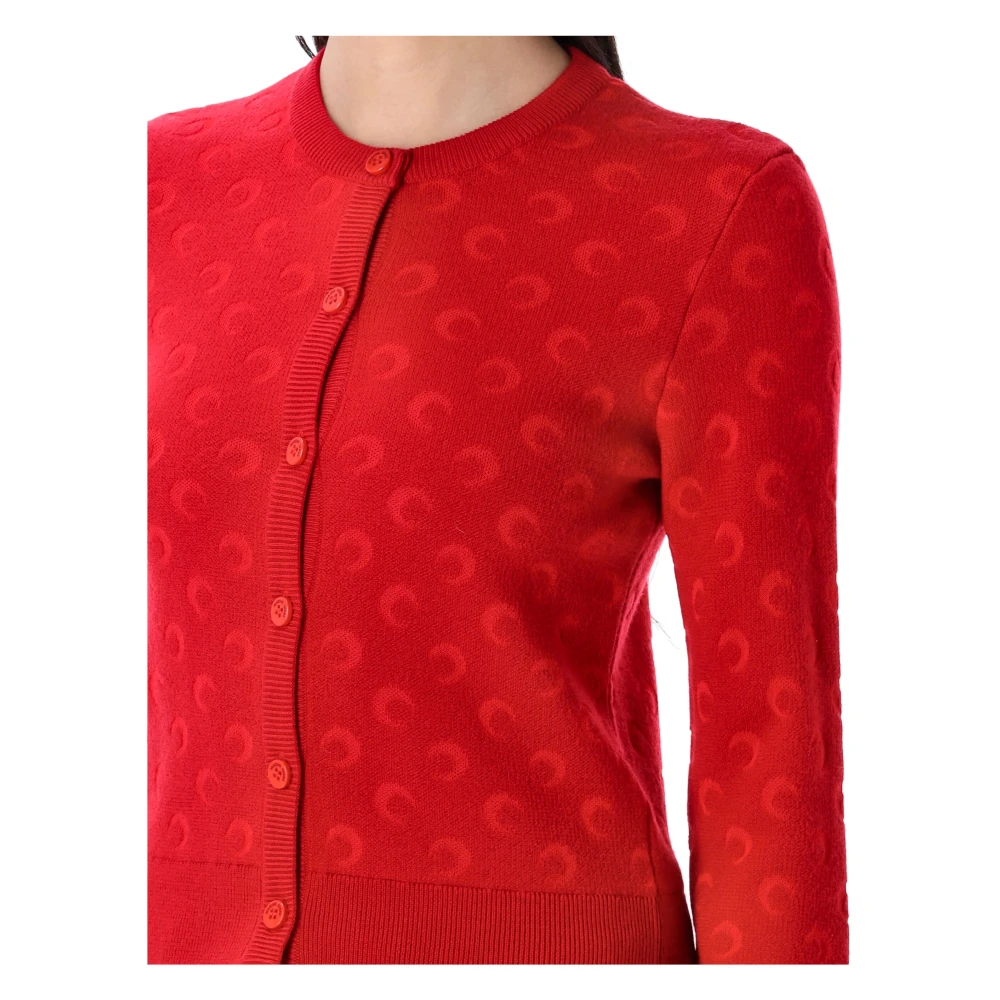 Marine Serre Rode Moon Jacquard Gebreide Vest Red Dames