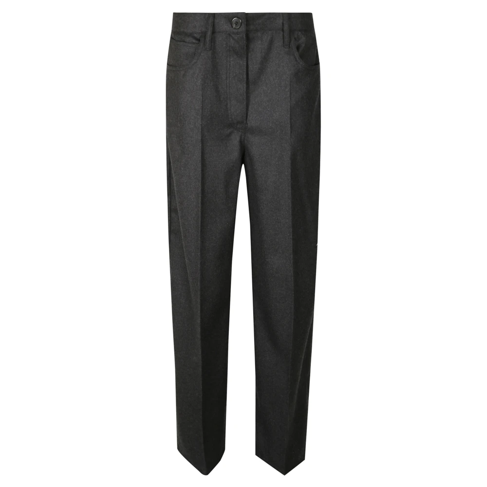 Prada , Straight Trousers, Female, Gray, M, Flannel Trousers