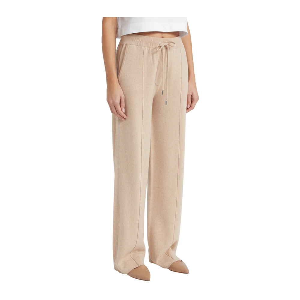 PESERICO Wol zijde en kasjmier broek Beige Dames