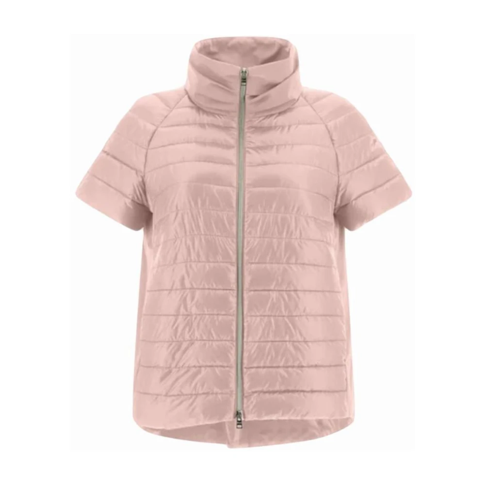 Herno Lichtgewicht Taffeta Cape met Veer Padding Pink Dames