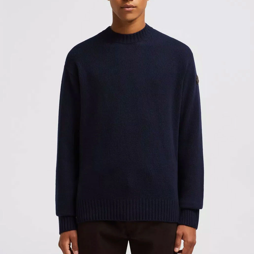Moncler Navy Wol & Cashmere Gebreide Trui Blue Heren