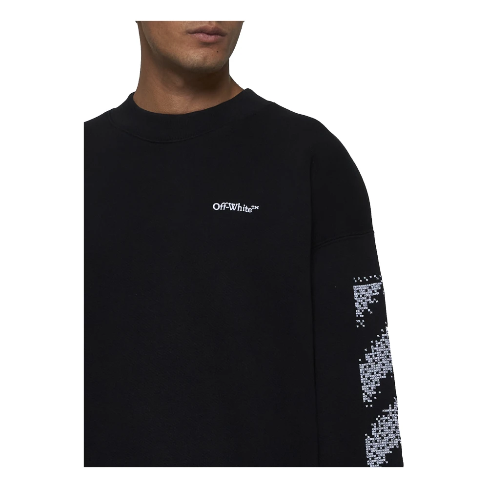 Off White Zwarte Skater-Fit Sweatshirt met Pixel Diag Black Heren