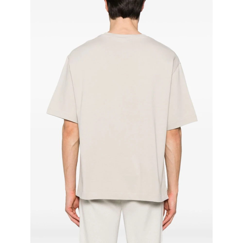 Maison Kitsuné Grijze Vos Motief Crew Neck T-shirt Gray Heren