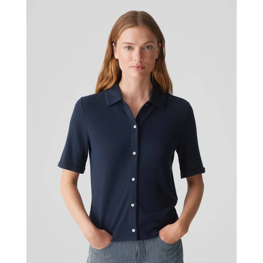 Opus Top met korte mouwen en Seblusi-detail Blue Dames
