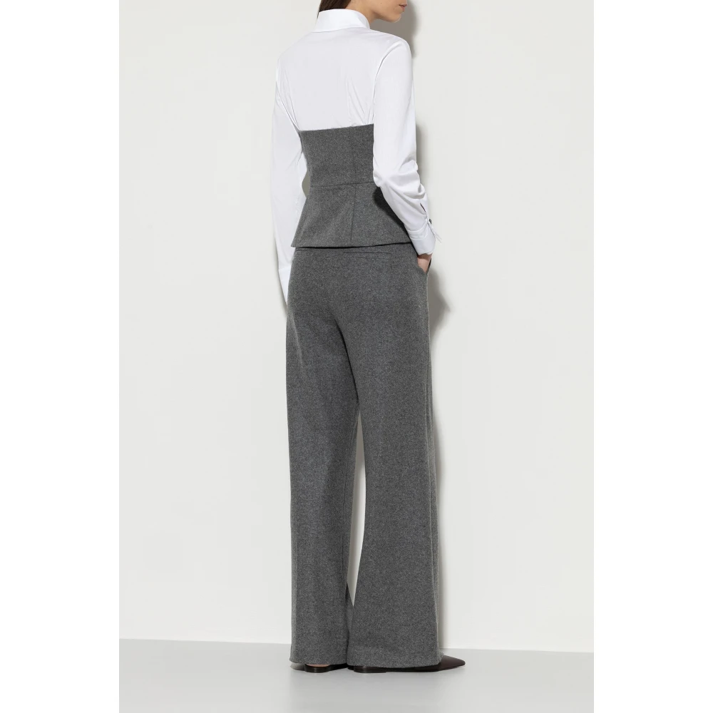 LUISA CERANO Melange Wolflanel Wideleg Broek Gray Dames